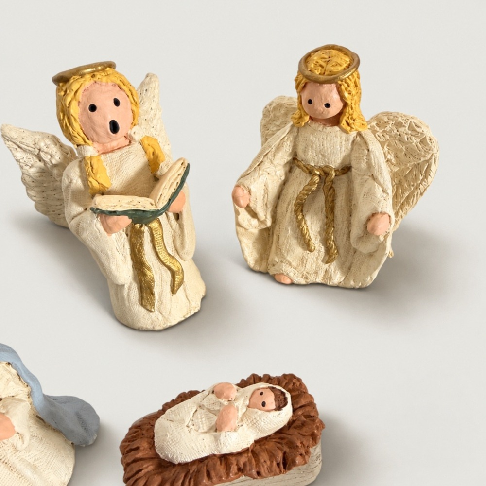 American Country Style Nativity Set 7pc Primitive Folk Art Christmas USA Made - Picture 3 of 10